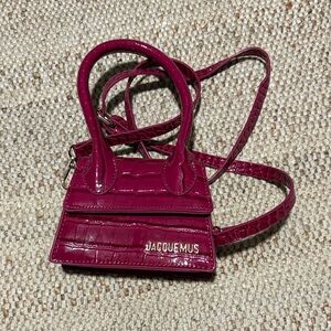 Fuchsia Croc-Embossed Mini Bag